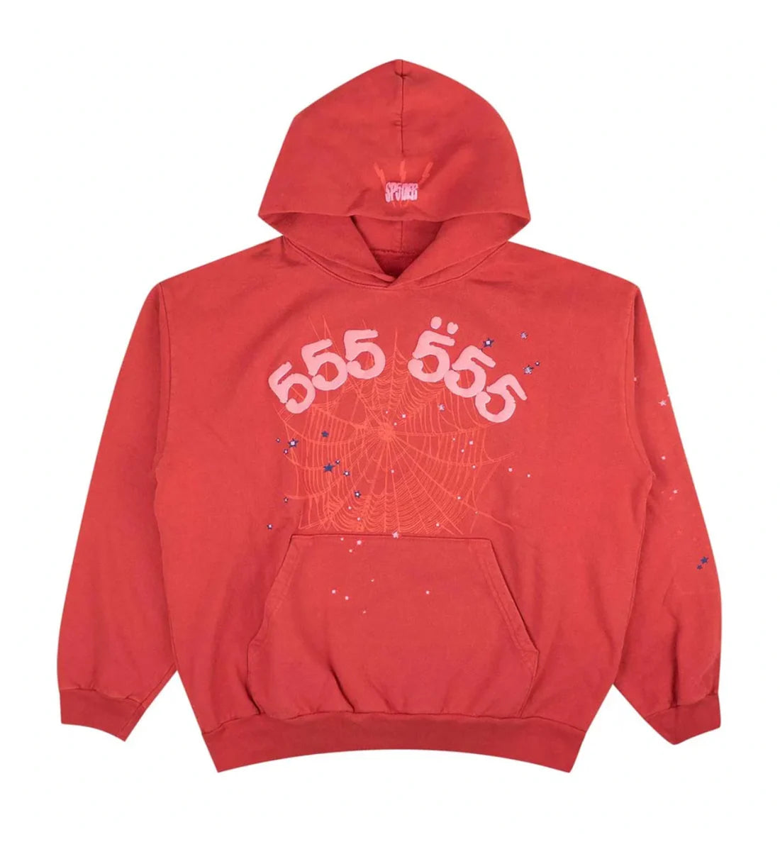 Sp5der Worldwide Red Angel Number 555 Hoodie