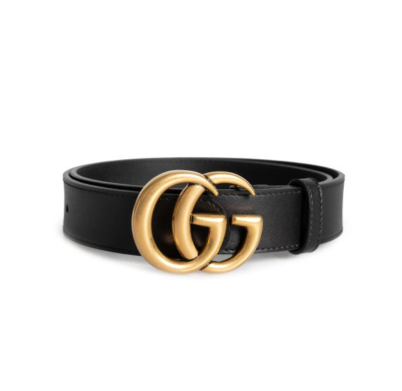 Gucci GG Belt With Double G Gold Buckle 'Black'